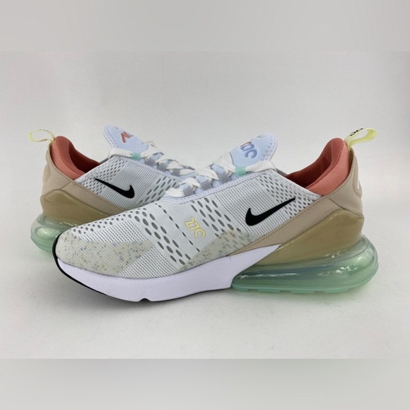 Nike Air Max 270 White Sanddrift Men's Sneakers Shoes Black Swoosh DQ7642 100 - Picture 10 of 12